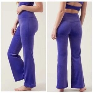 Athleta Elation Velvet Flare Pants Purple High Rise Yoga Leggings Small Petite